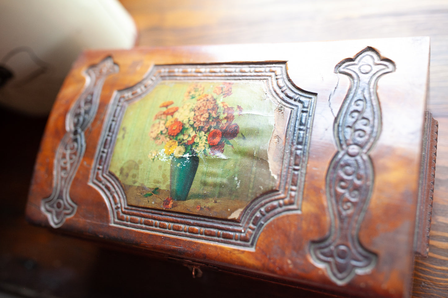 Vintage Jewelry Box -Floral Jewelry Box - Wood Jewelry Box