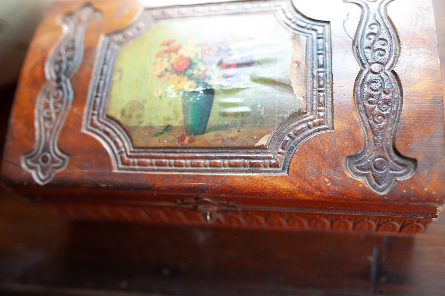 Vintage Jewelry Box -Floral Jewelry Box - Wood Jewelry Box