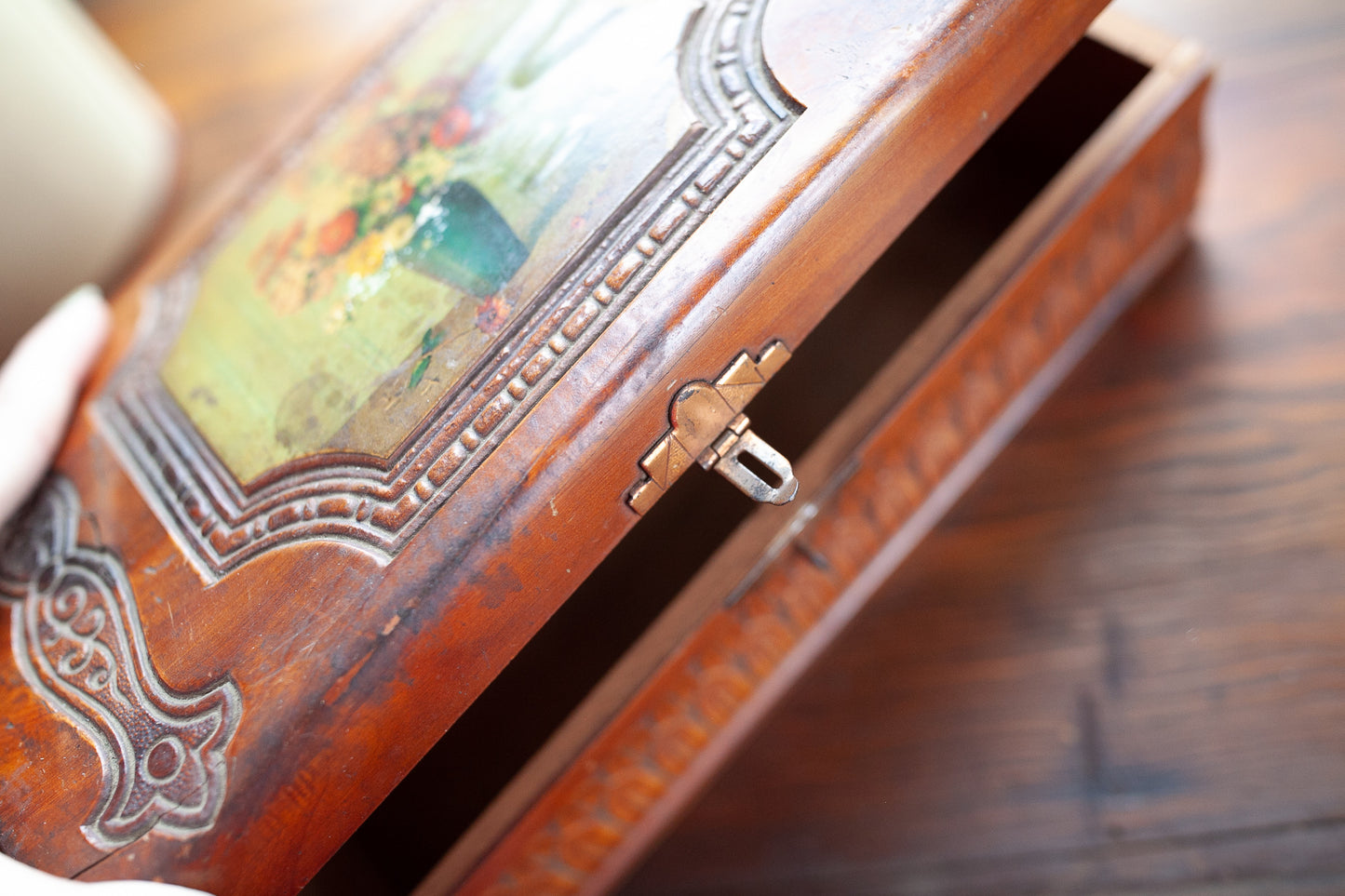 Vintage Jewelry Box -Floral Jewelry Box - Wood Jewelry Box