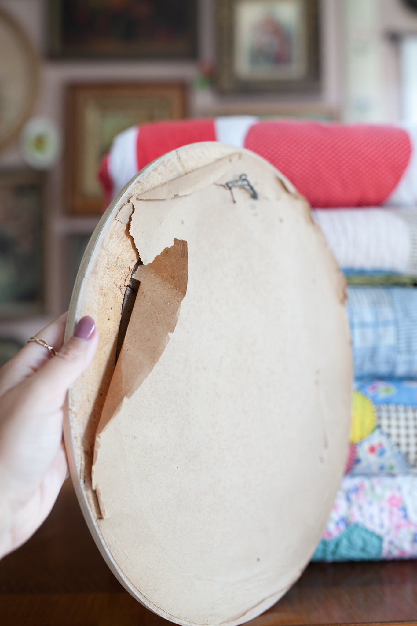 Vintage Floral Art- Rose Print- Yellow and Pink Roses- Oval Frame