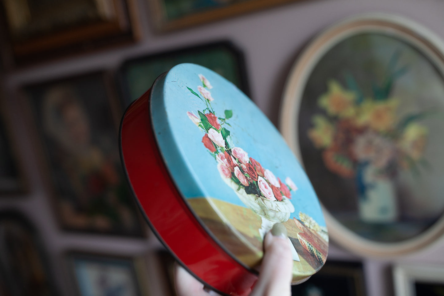 Vintage Floral Tin - Flower Blue Tin - Vintage Tin - Candy Tin