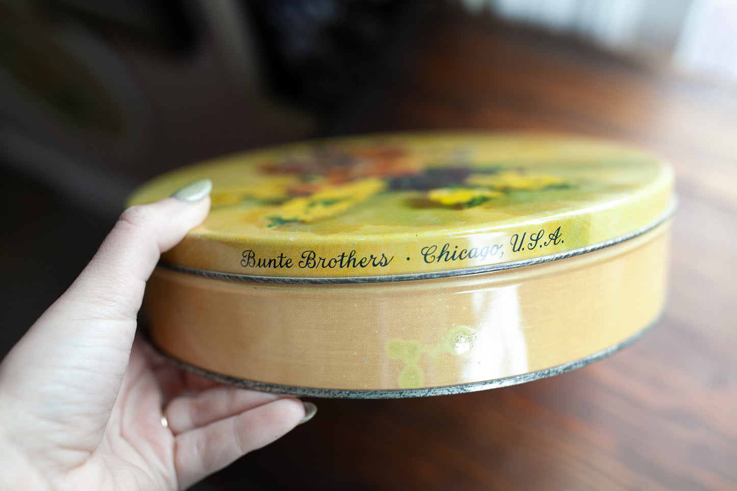 Vintage Floral Tin - Yellow Floral Tin - Vintage Tin - Candy Tin