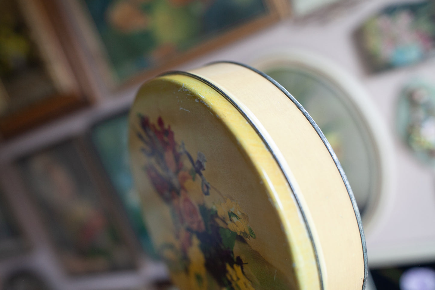 Vintage Floral Tin - Yellow Floral Tin - Vintage Tin - Candy Tin