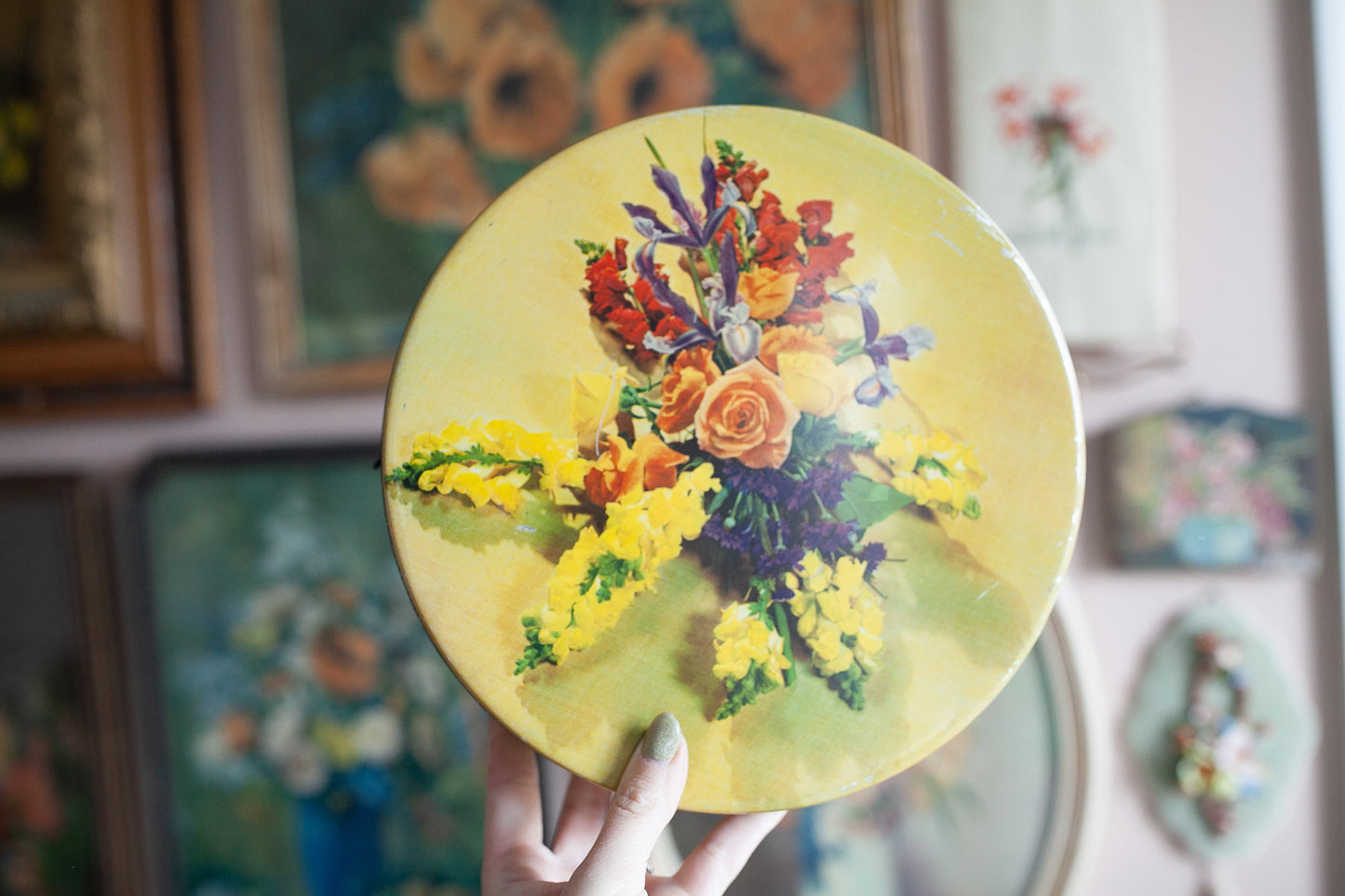 Vintage Floral Tin - Yellow Floral Tin - Vintage Tin - Candy Tin