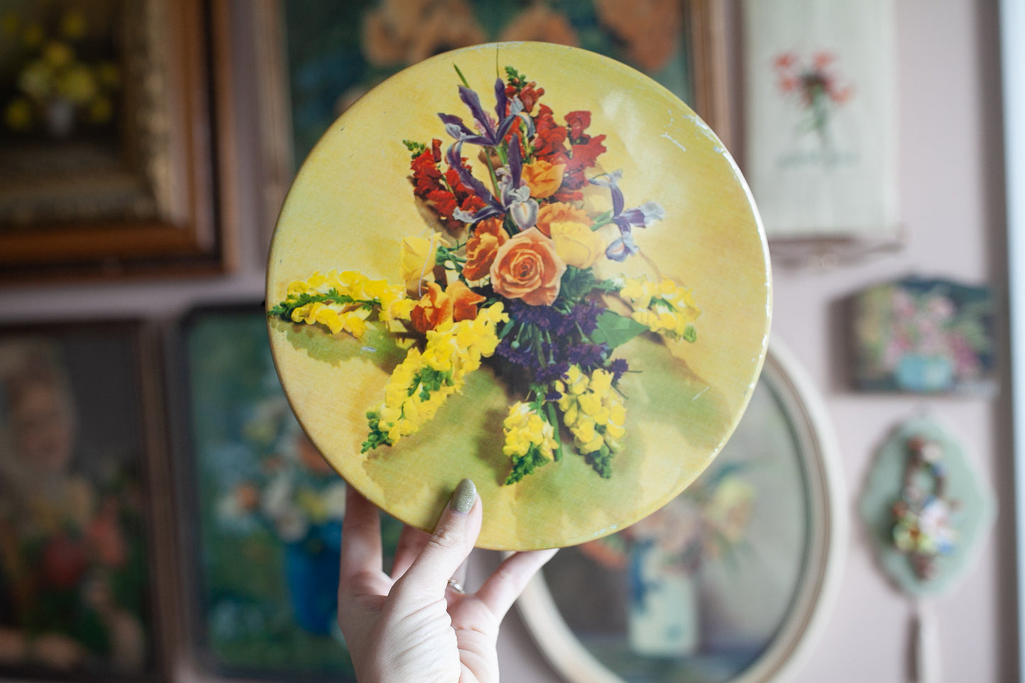 Vintage Floral Tin - Yellow Floral Tin - Vintage Tin - Candy Tin