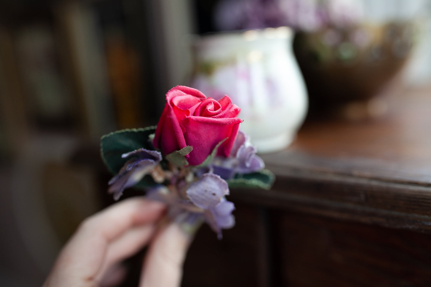 Vintage rose and vase