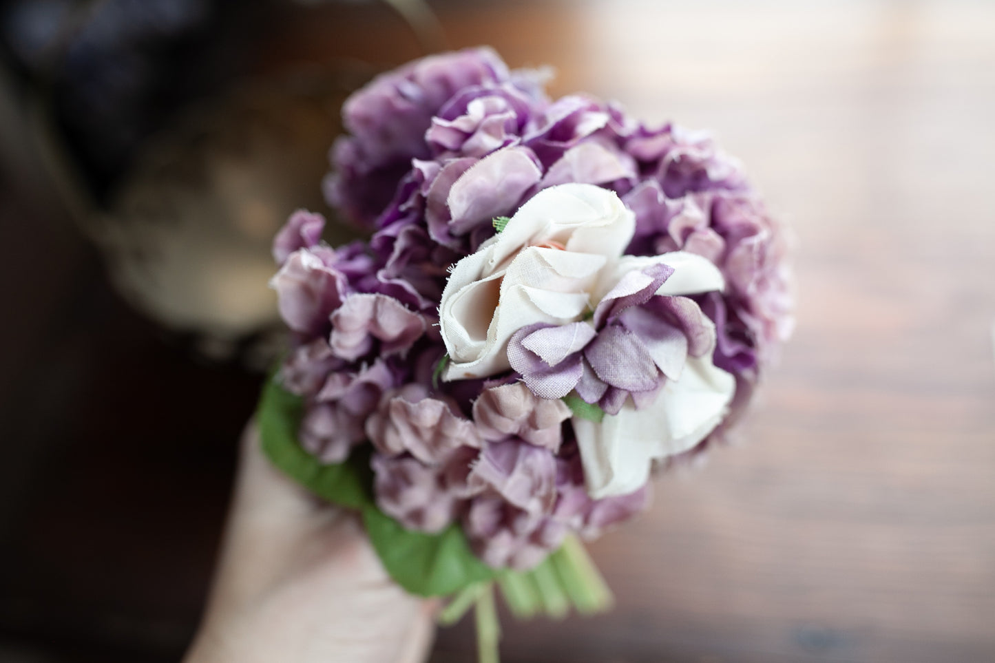 Heart Brass Basket- Purple flowers