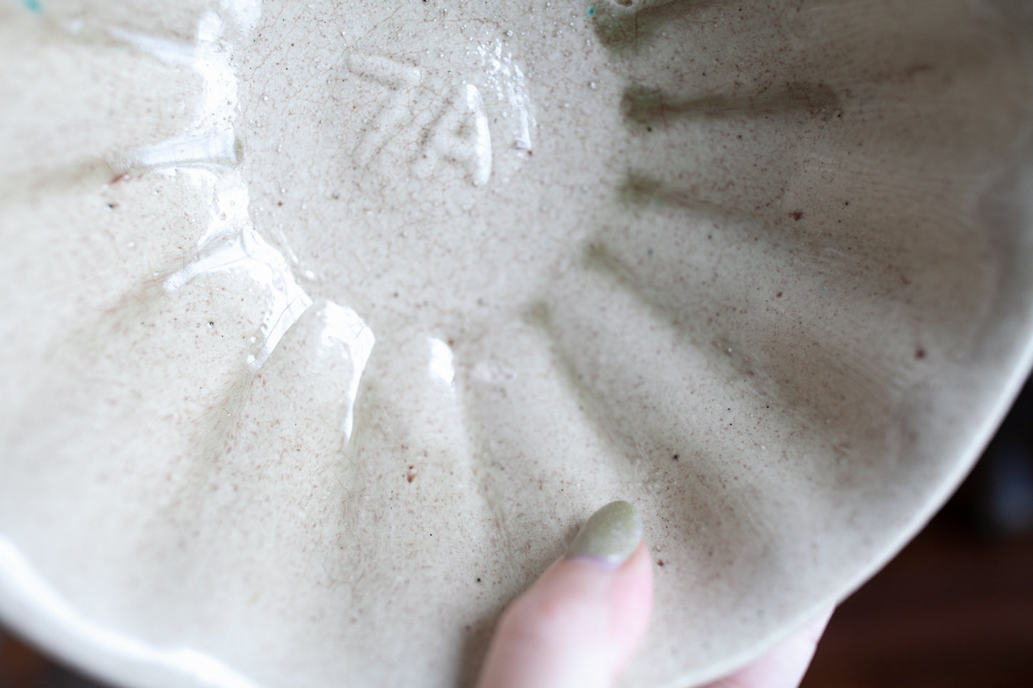 Antique Bowl- Cream Colored Bowl -Fluted Sides
