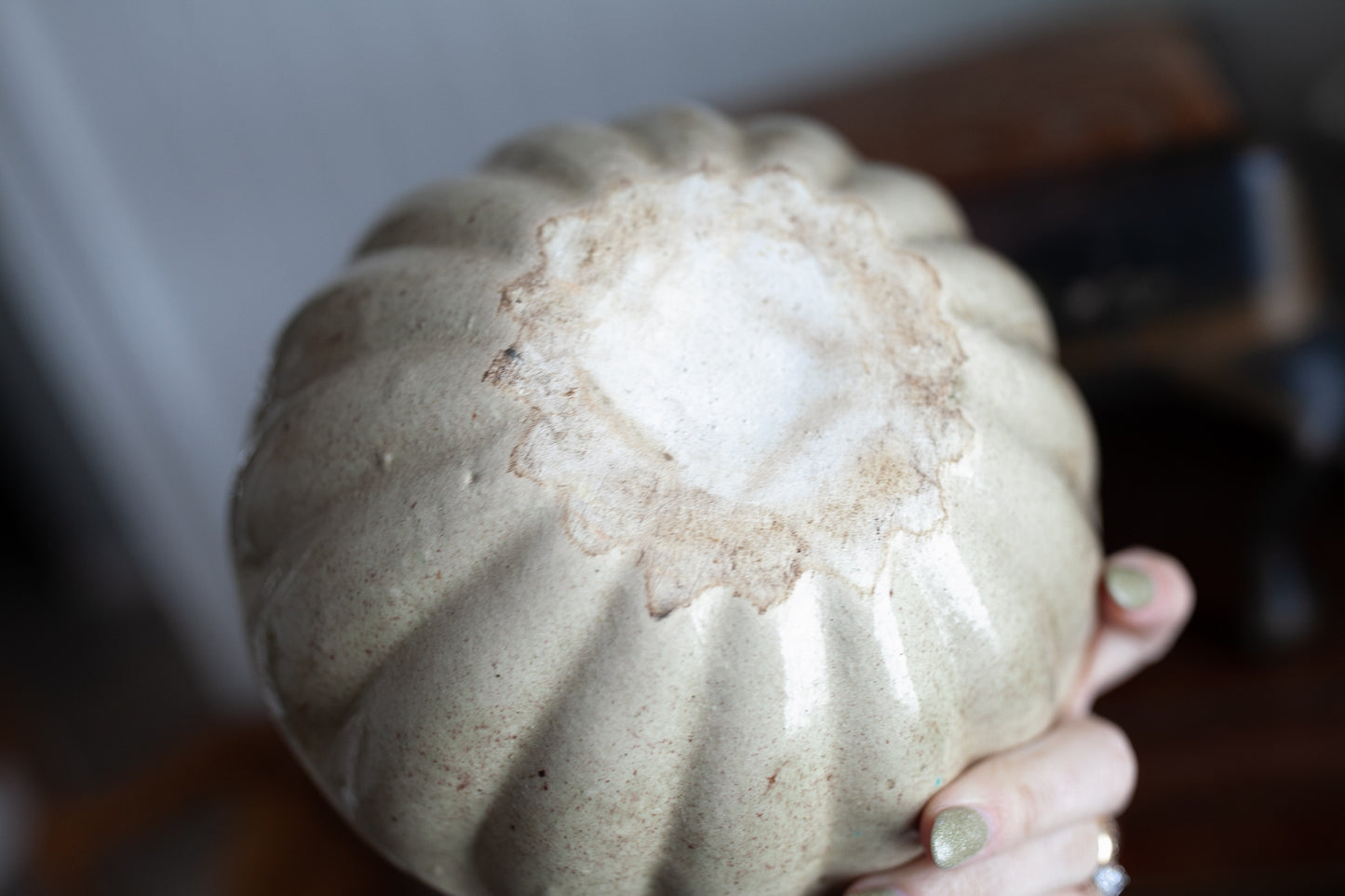 Antique Bowl- Cream Colored Bowl -Fluted Sides