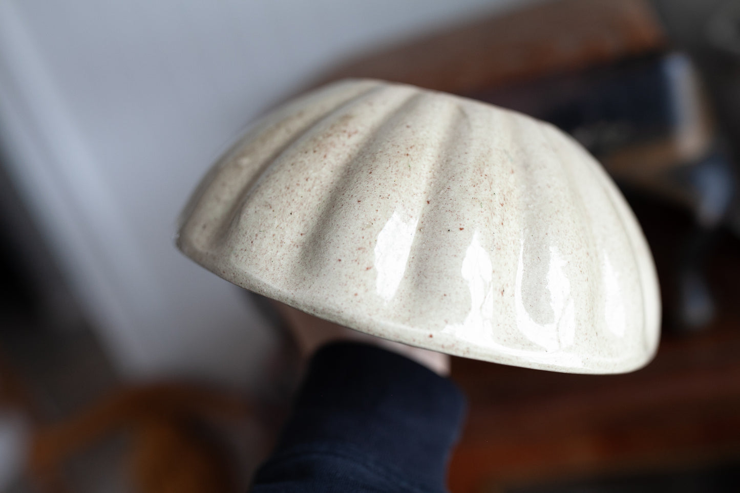 Antique Bowl- Cream Colored Bowl -Fluted Sides