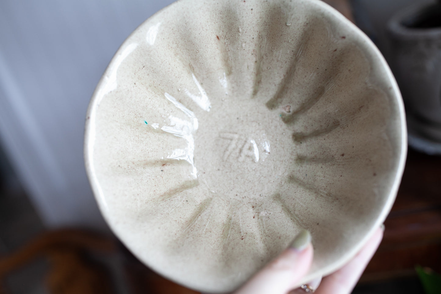 Antique Bowl- Cream Colored Bowl -Fluted Sides