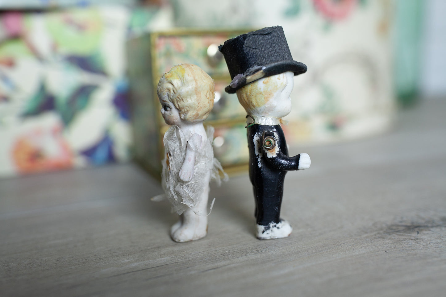 Bisque Bride and Groom - All Bisque Doll - Frozen Charlotte