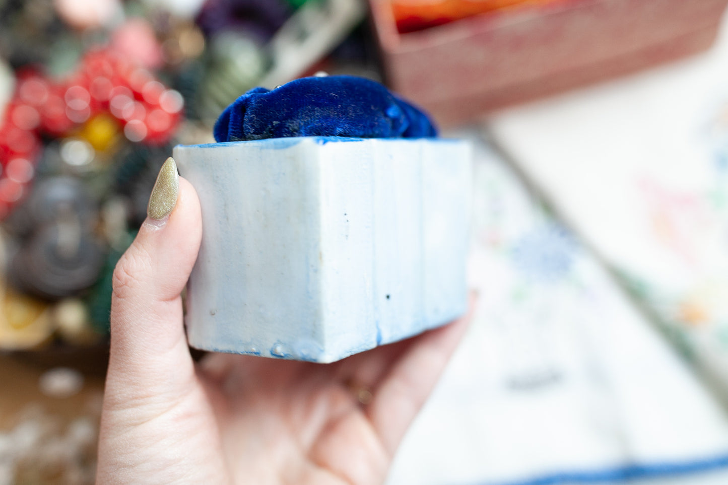 Vintage Pin Cushion - Blue Pin Cushion