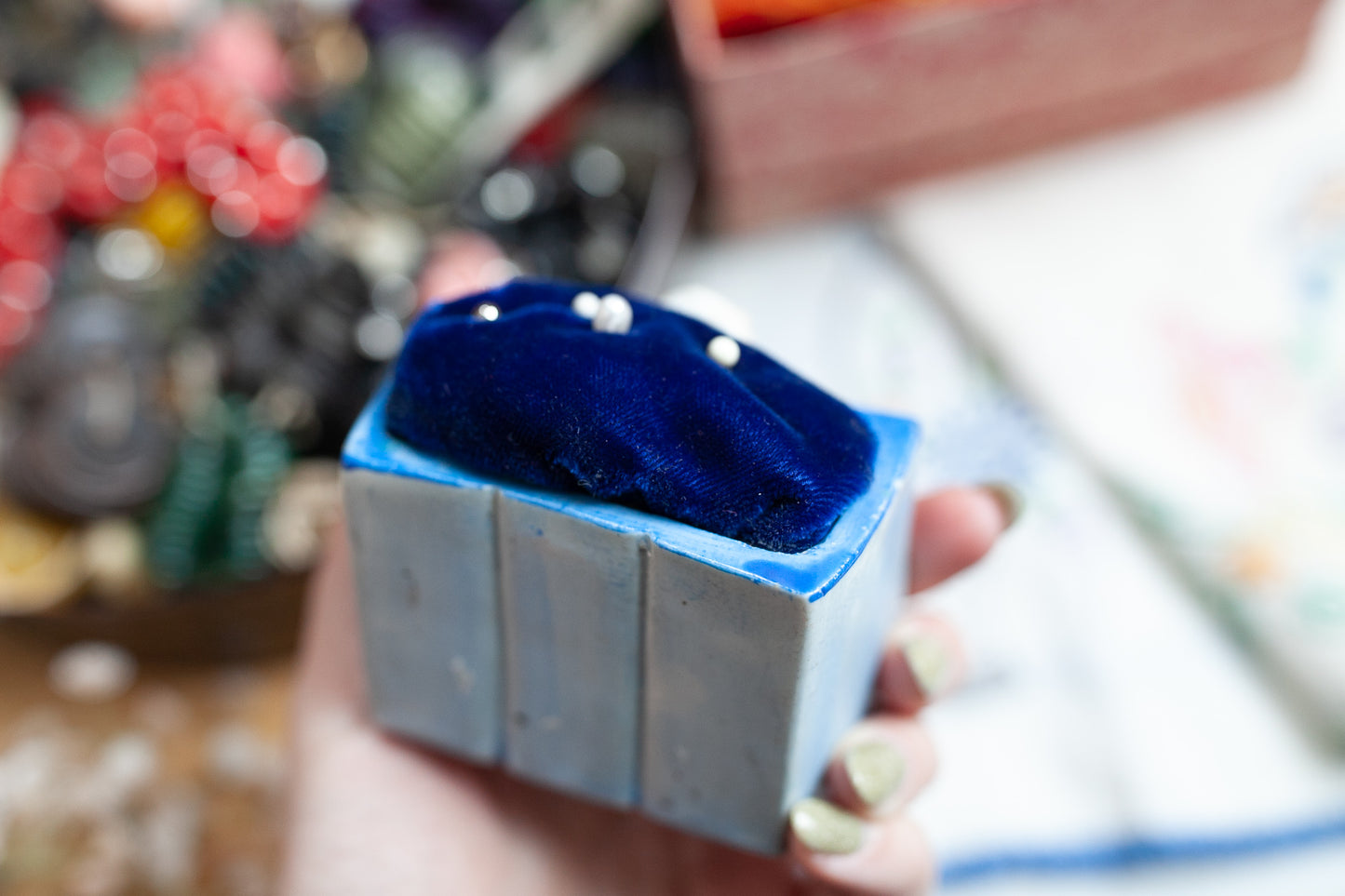 Vintage Pin Cushion - Blue Pin Cushion