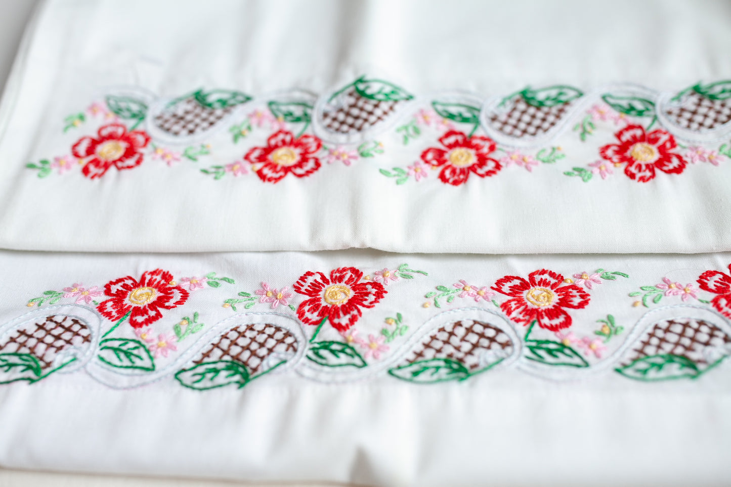 Vintage Embroidered Pillow Cases - Vintage Pillow Case
