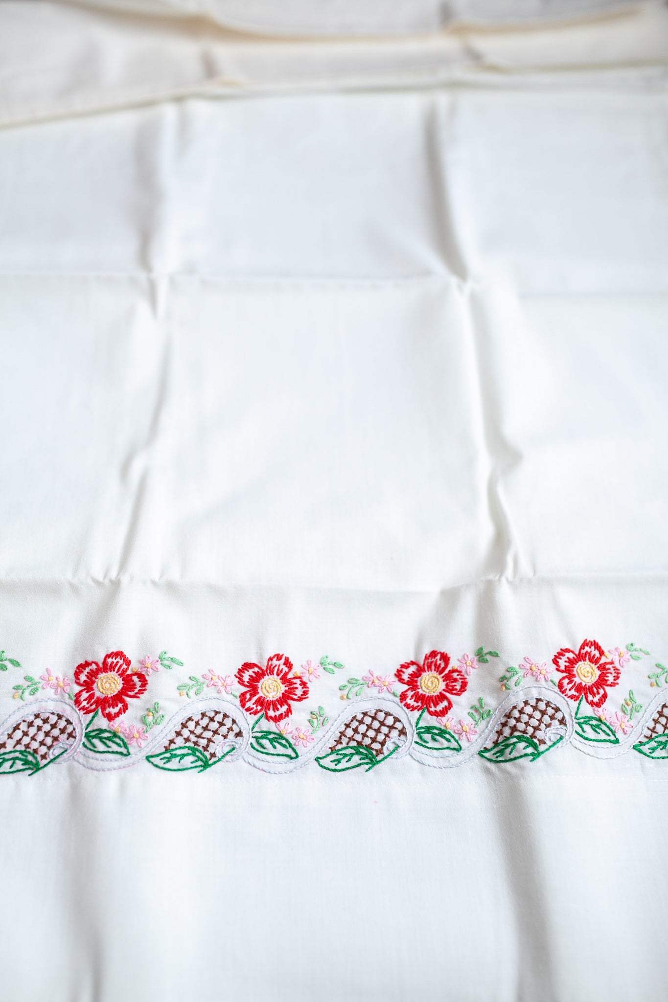 Vintage Embroidered Pillow Cases - Vintage Pillow Case