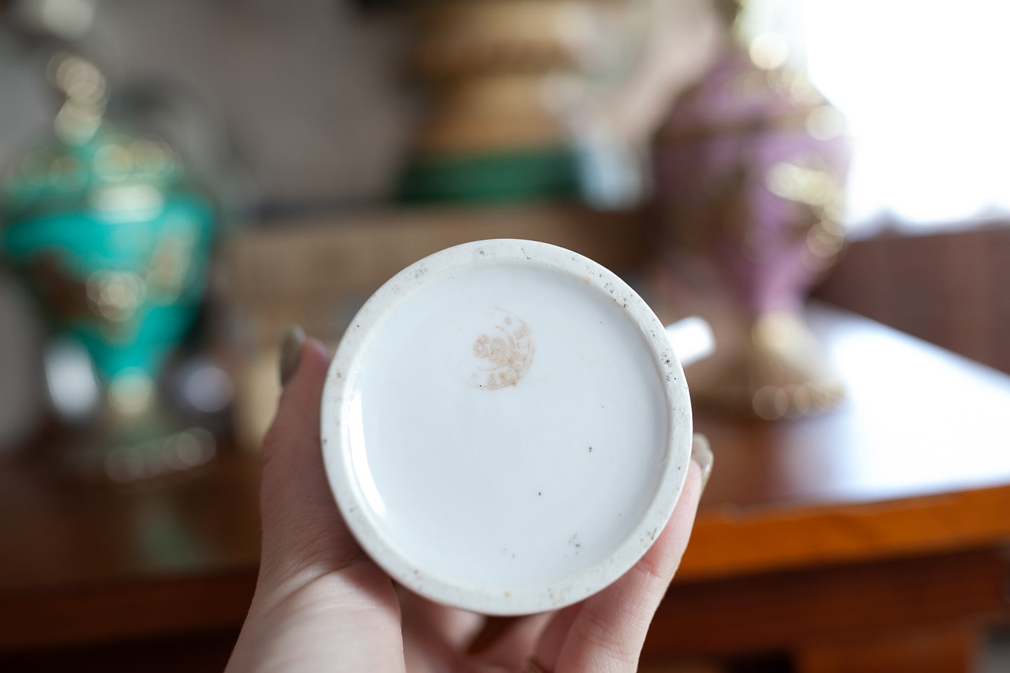 Antique German Cup - Think of Me - Pink and Gold