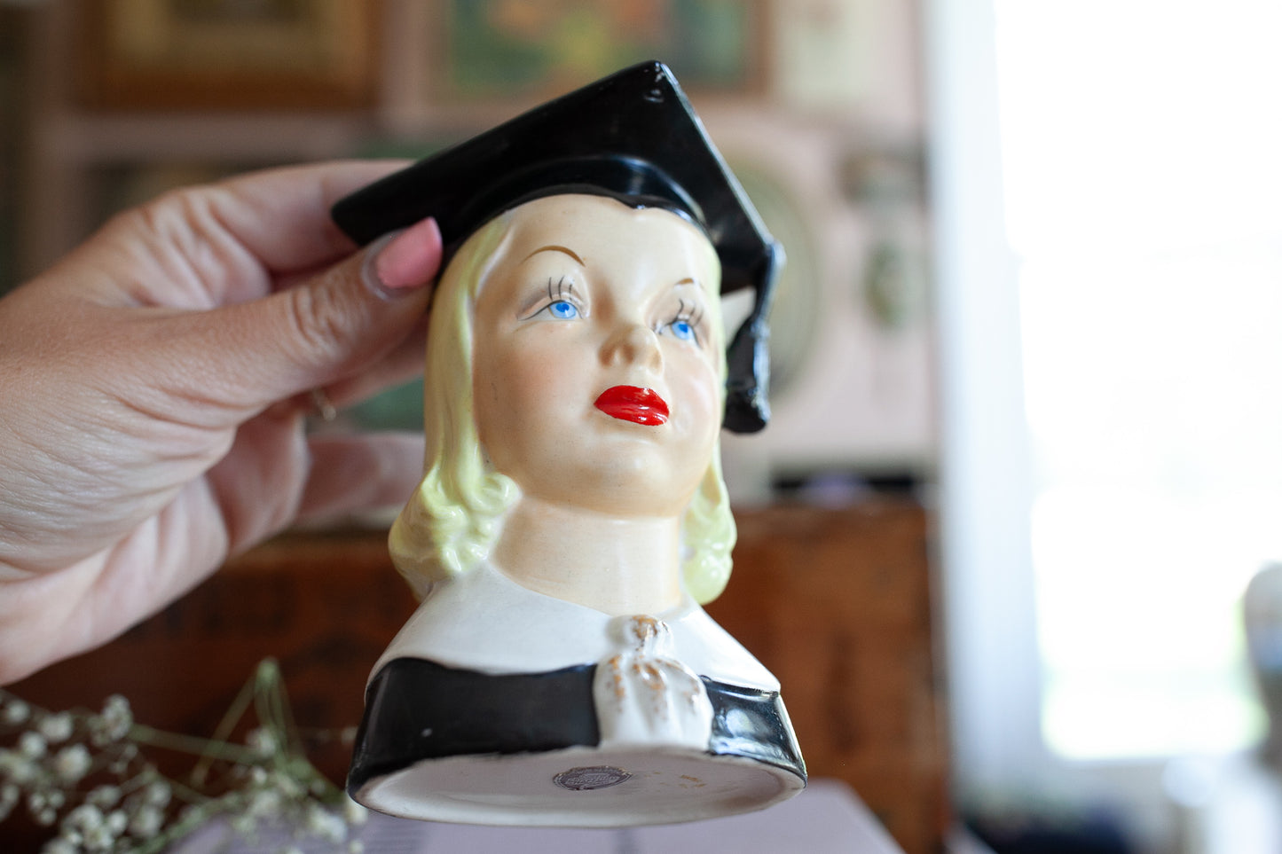 Vintage Lady Head Vase - Graduate - Graduation Gift