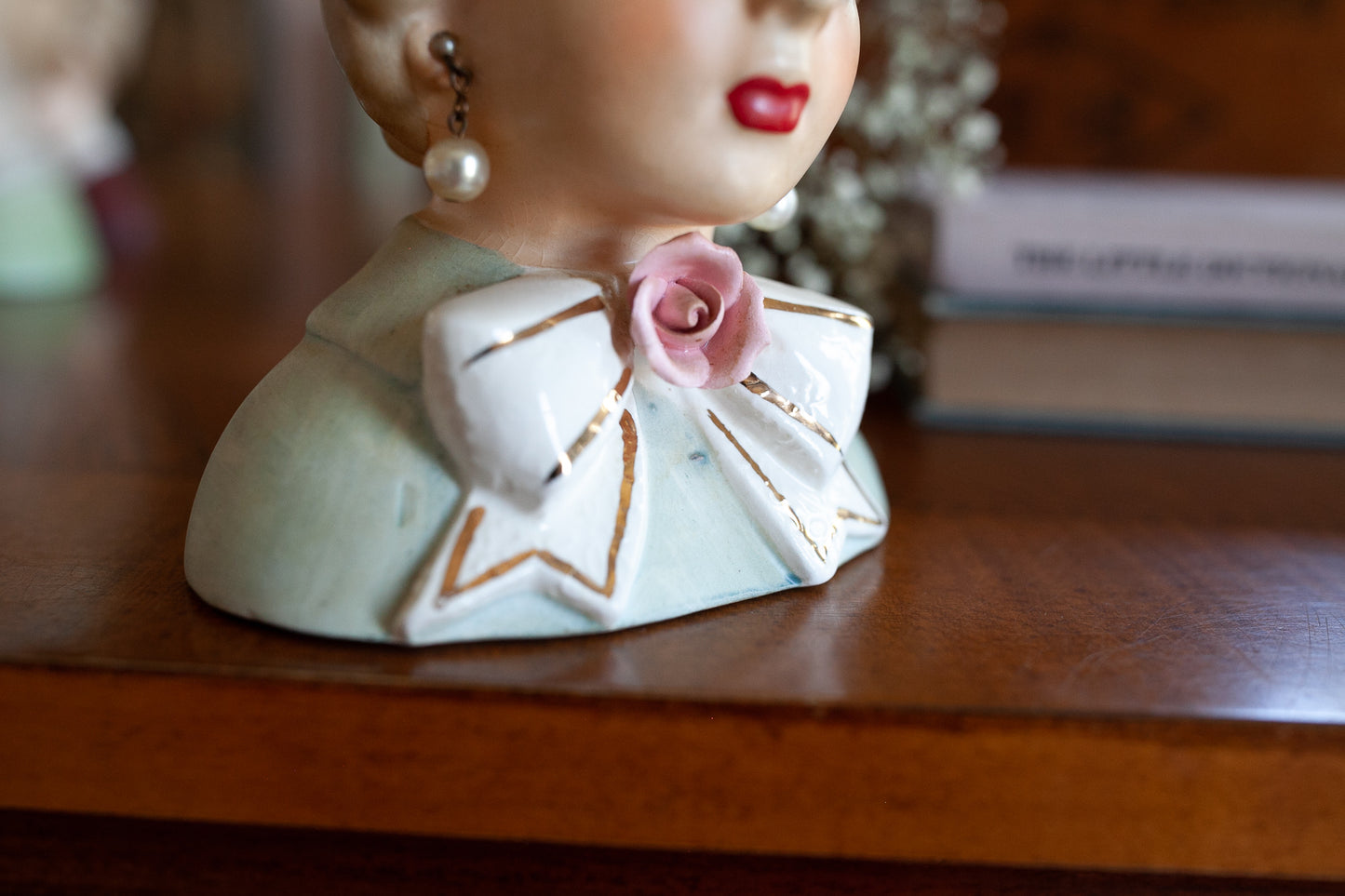 Vintage Lady Head Vase -Inarco -Hat Lady