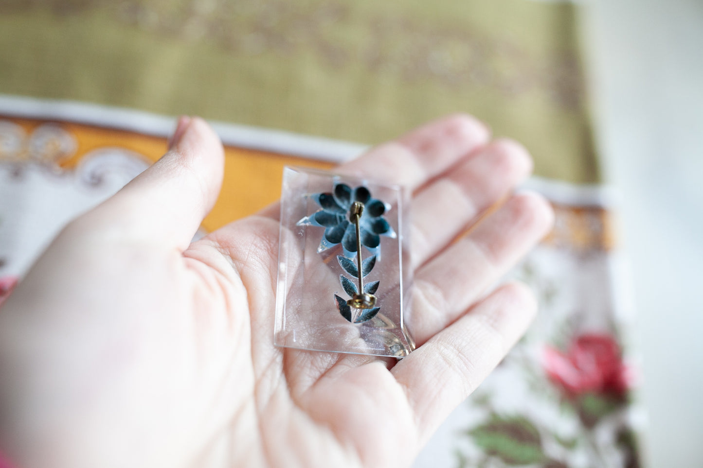 Vintage Flower Brooch - Brooch - Blue Flower Brooch- Lapel Pin
