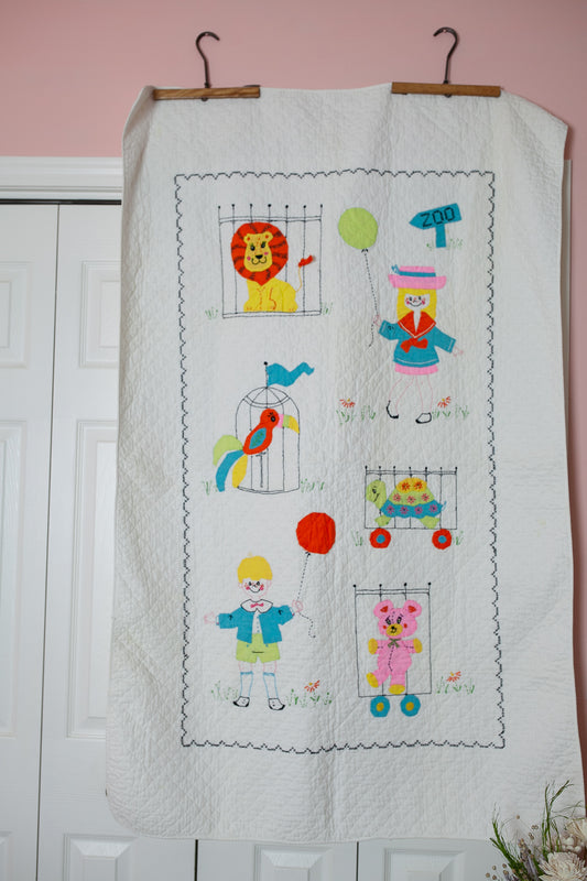 Vintage Crib Quilt - Zoo Quilt