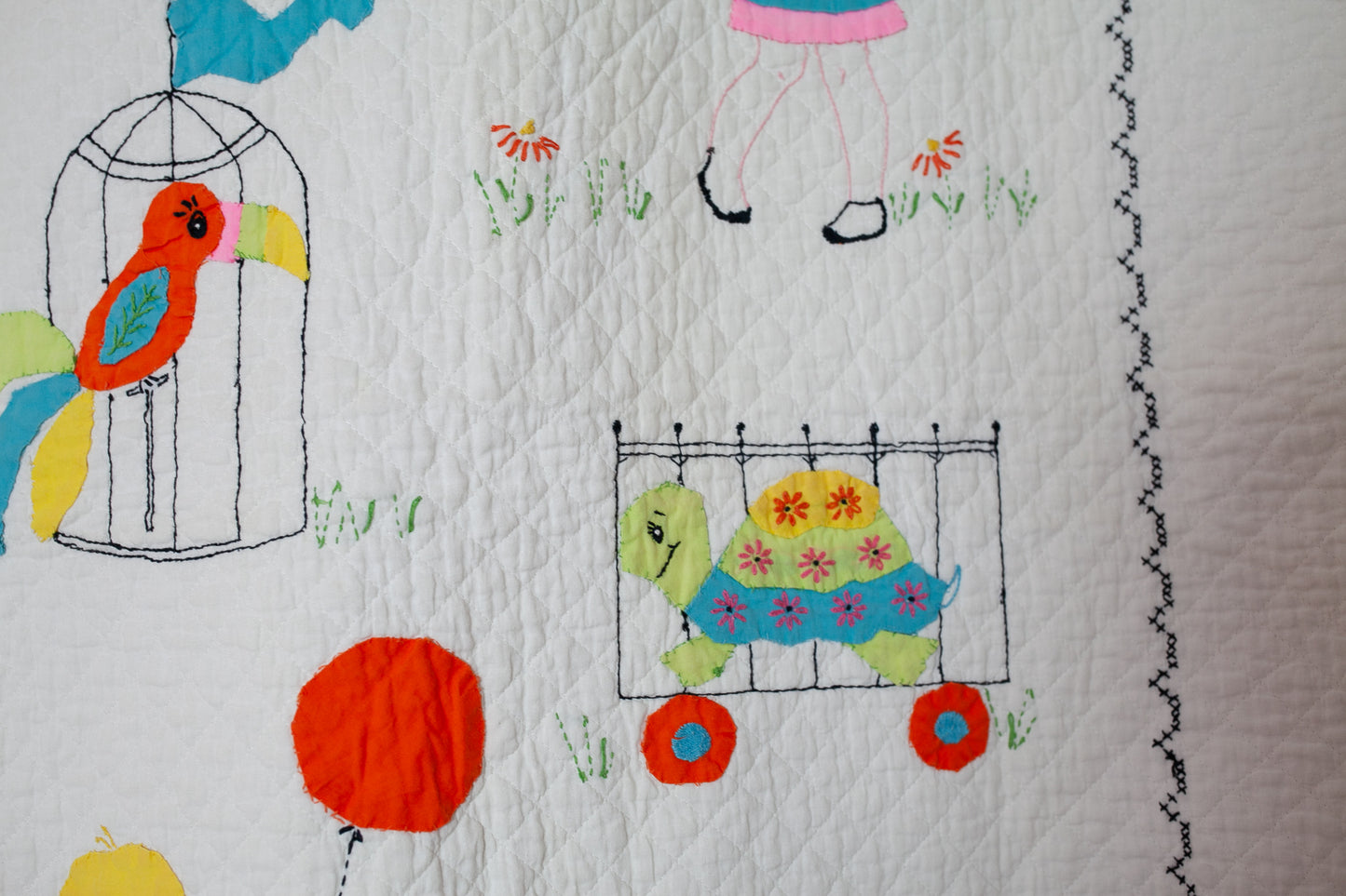 Vintage Crib Quilt - Zoo Quilt