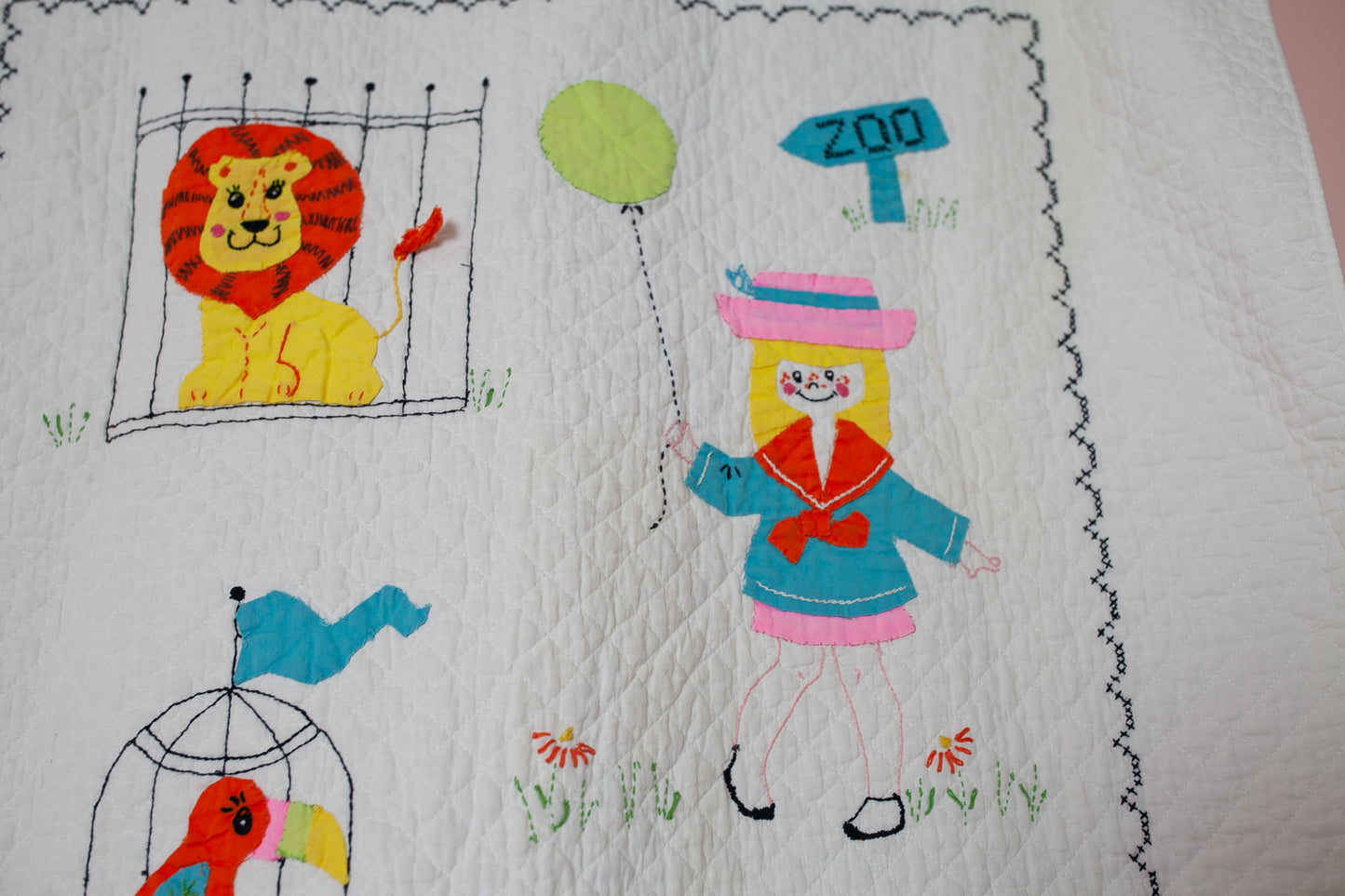 Vintage Crib Quilt - Zoo Quilt