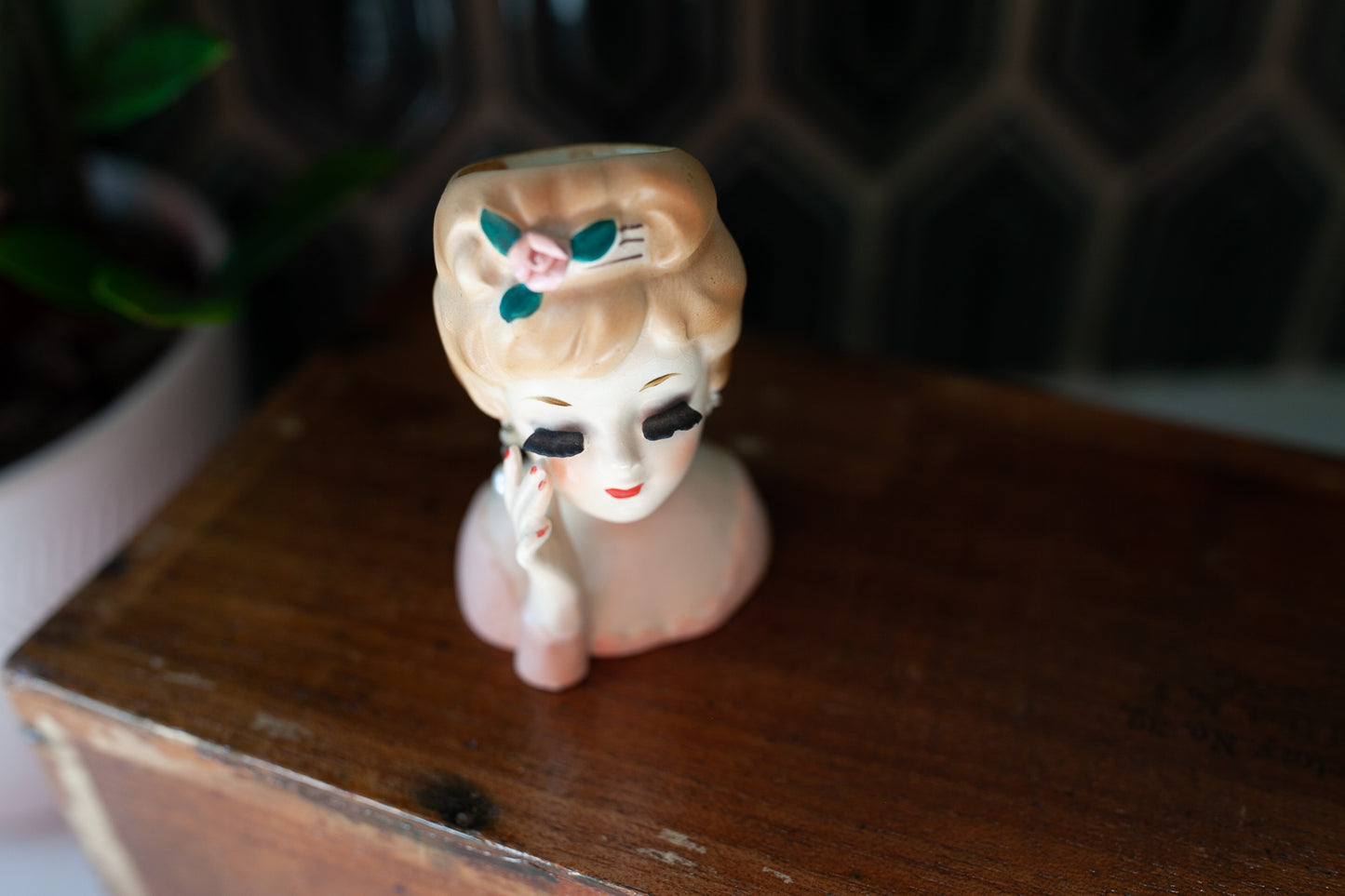 Vintage Lady Head Vase -Inarco Mini Head Vase