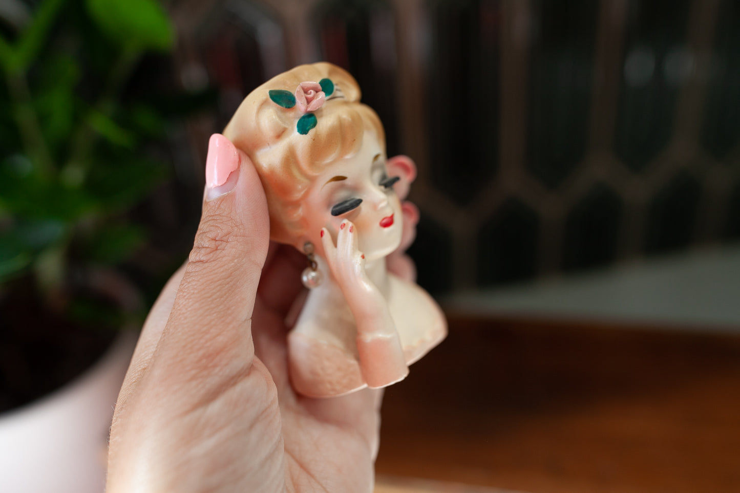 Vintage Lady Head Vase -Inarco Mini Head Vase