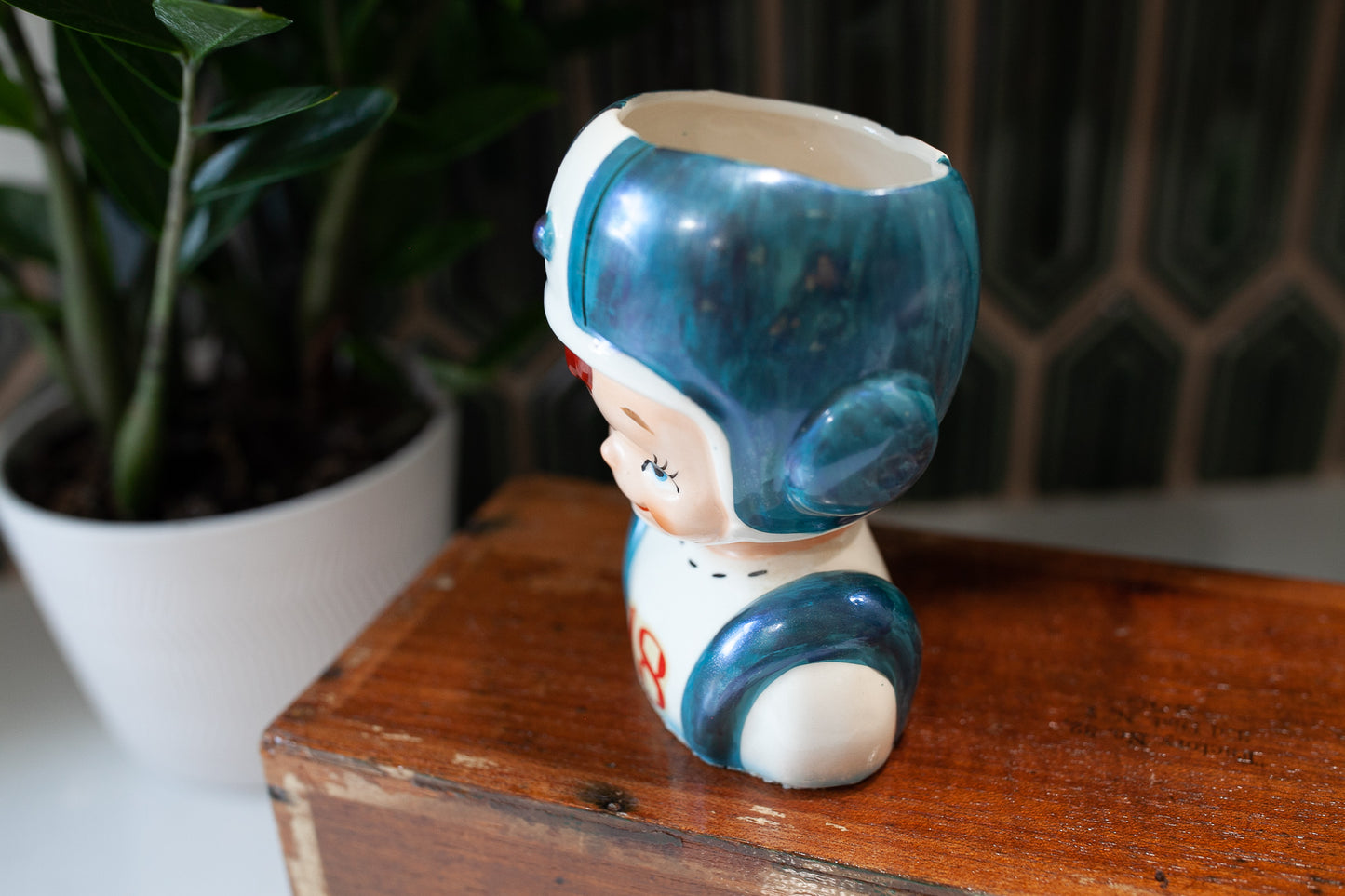 Vintage Head Vase- Boy Head Vase - Football Player