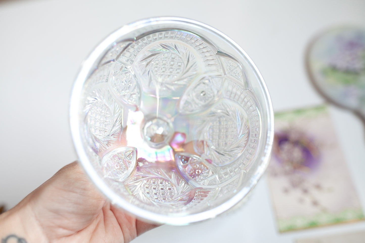 Irridescent Butter Dish - LE Smith Crystal Lustre Butter Dish