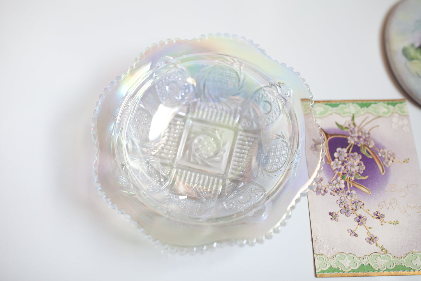 Irridescent Butter Dish - LE Smith Crystal Lustre Butter Dish