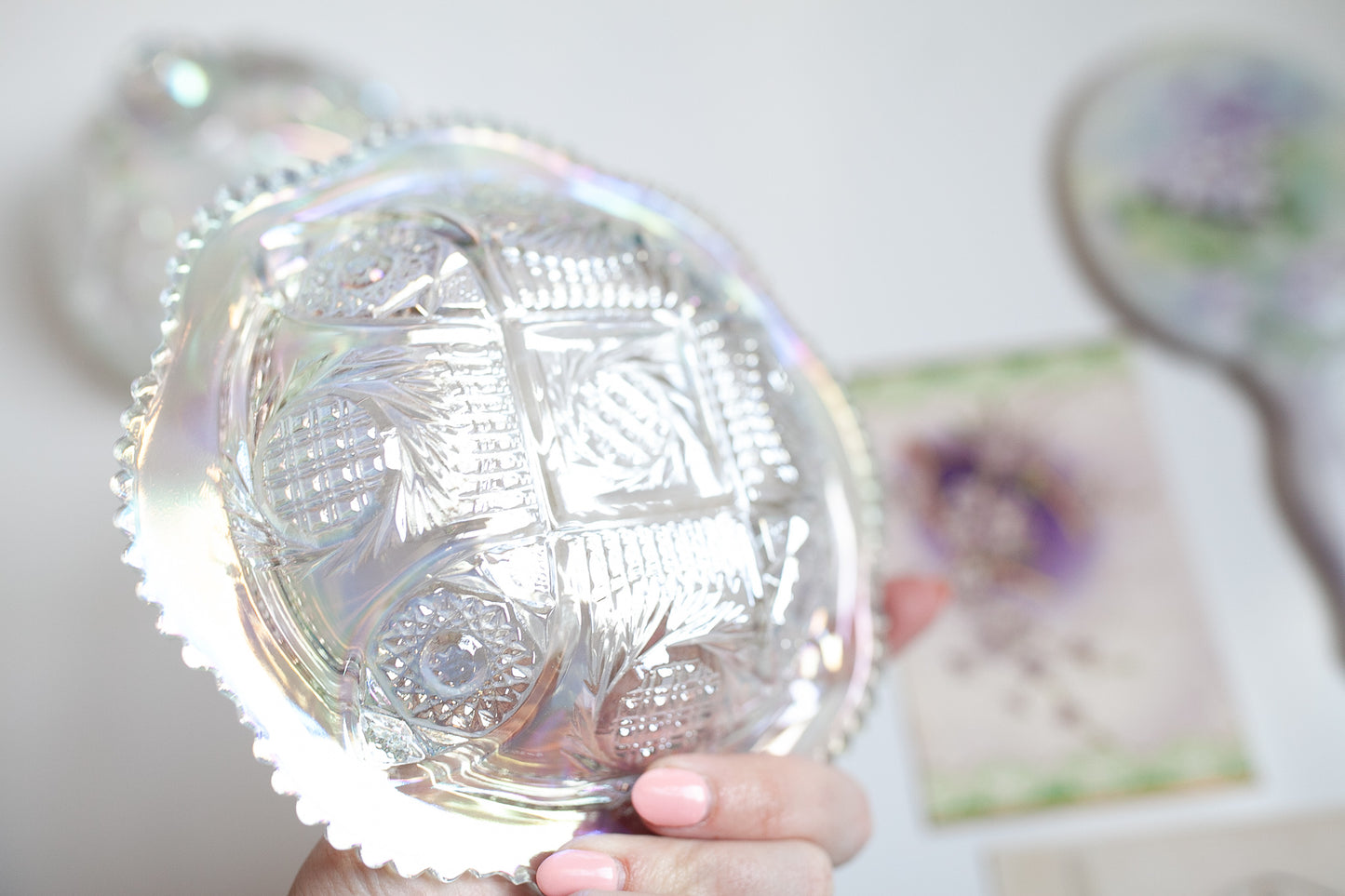 Irridescent Butter Dish - LE Smith Crystal Lustre Butter Dish