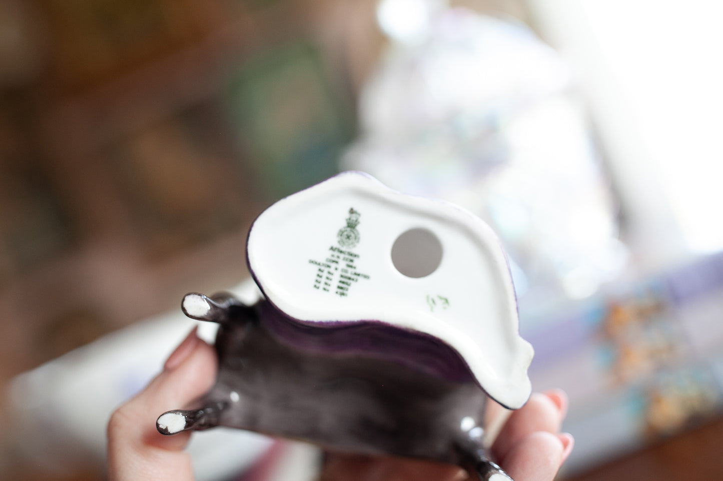 Vintage Royal Doulton Affection Figurine - Girl in Purple holding a bunny