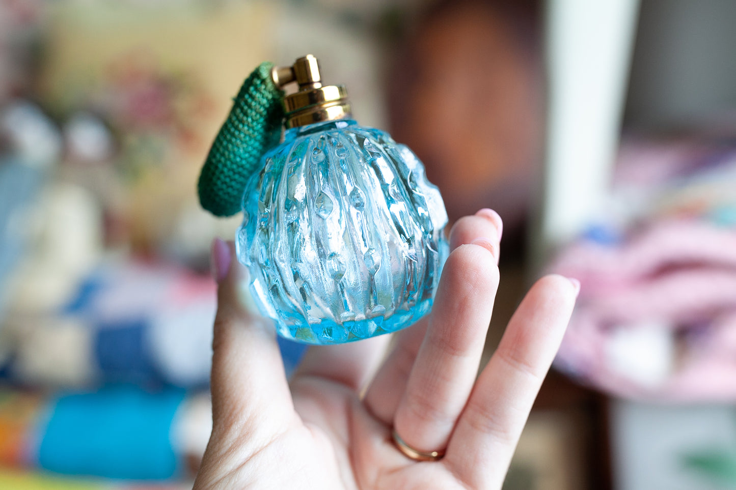Vintage Perfume Bottle- Blue Glass Perfume bottle