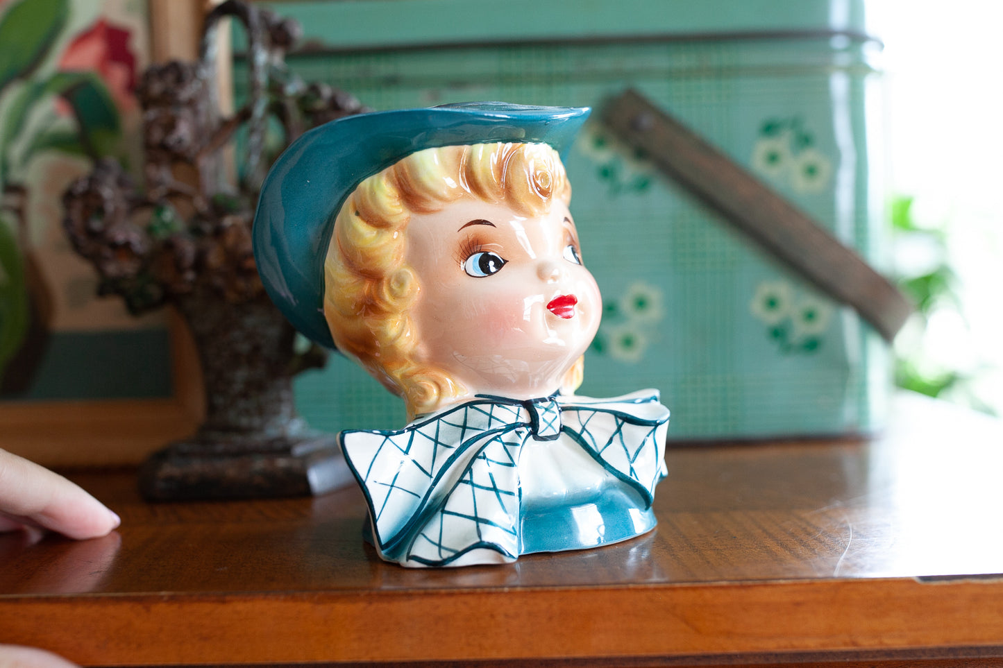 Vintage Lady Head Vase - R/B Made in Japan