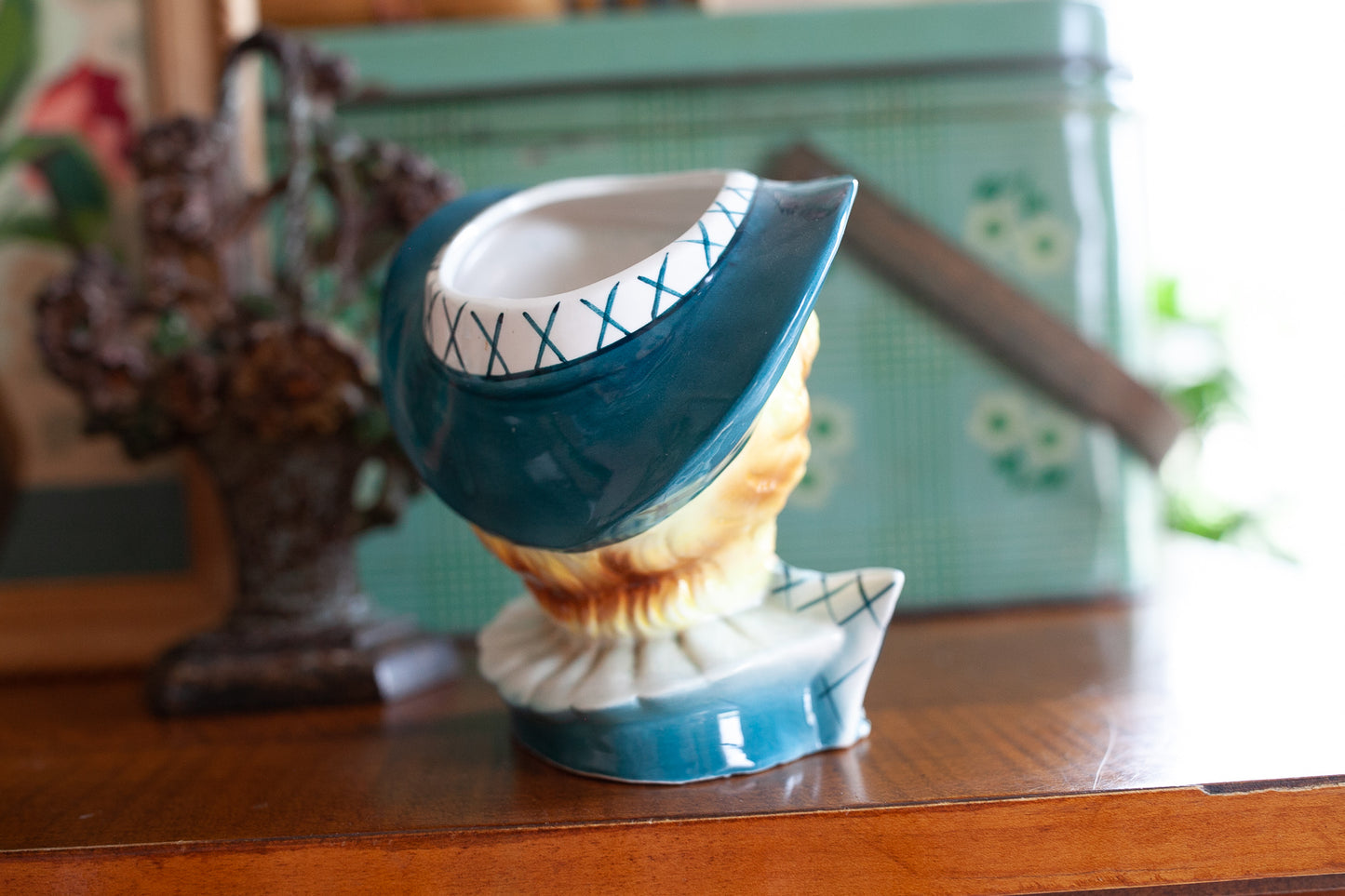 Vintage Lady Head Vase - R/B Made in Japan