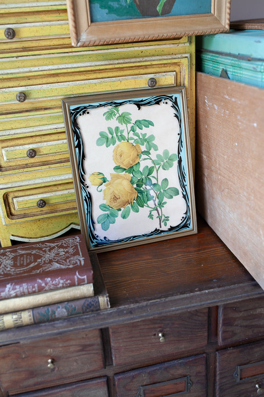 Vintage Floral - Framed Floral - Yellow Roses