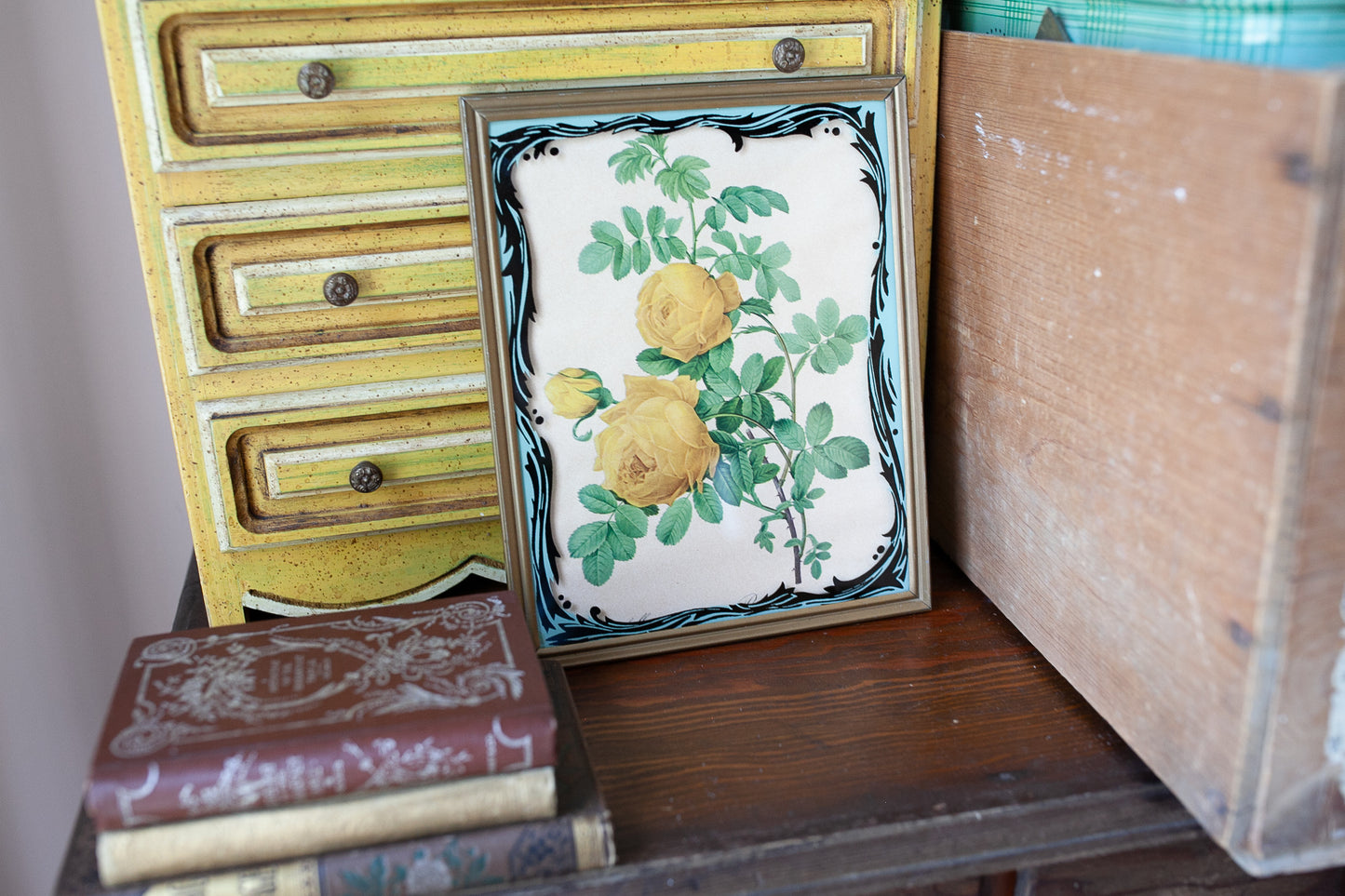 Vintage Floral - Framed Floral - Yellow Roses