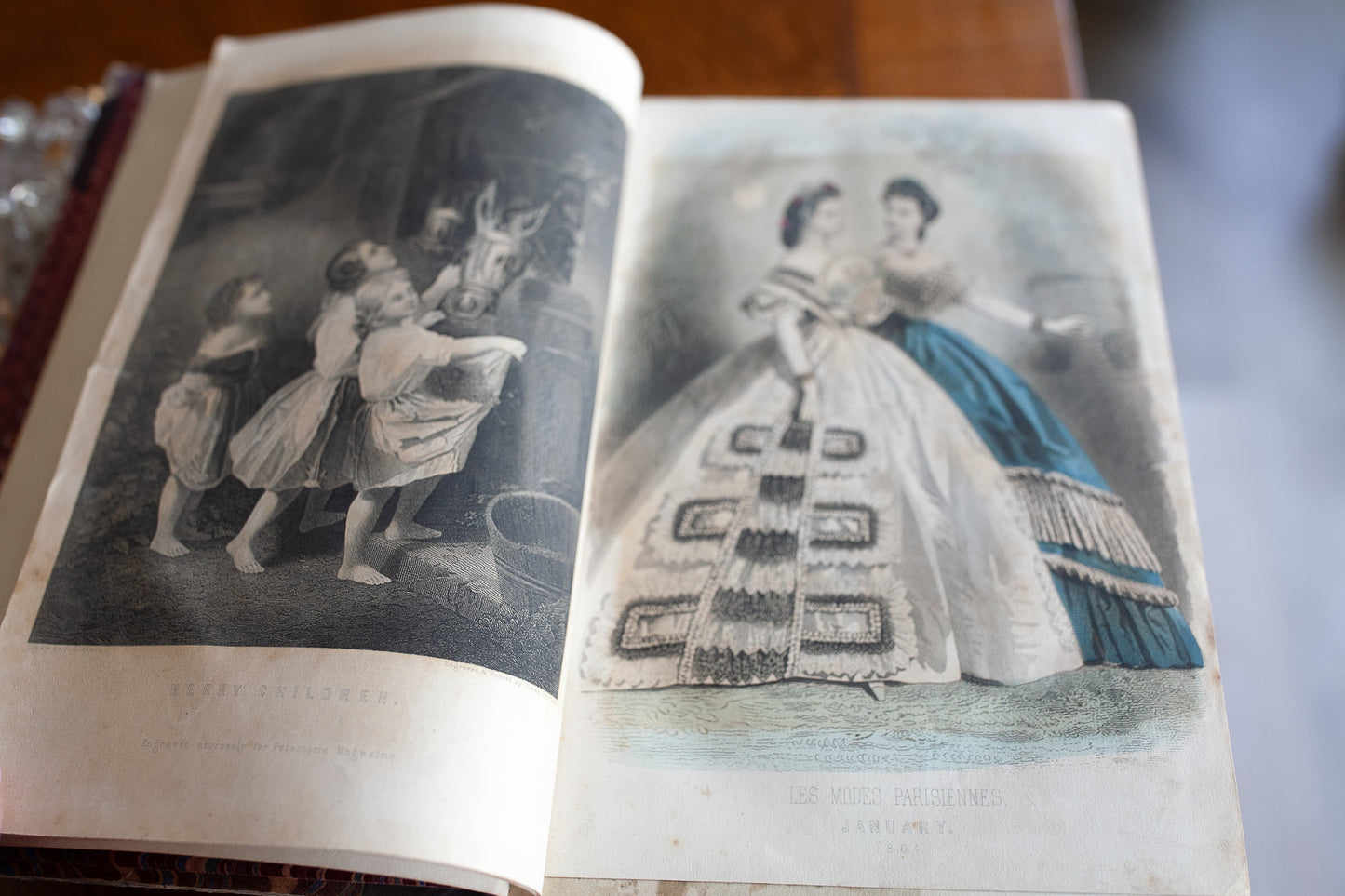 Antique Book- 1864 Peterson’s Magazine - Civil War Fashion Dresses Clothing Hairstyles Craft Art