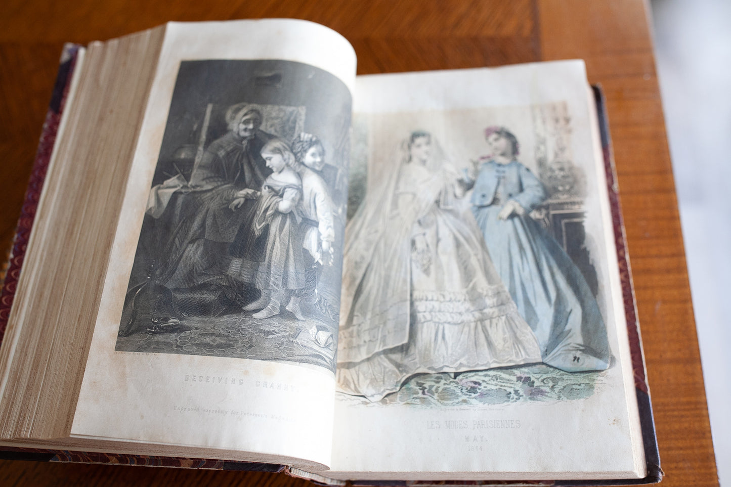 Antique Book- 1864 Peterson’s Magazine - Civil War Fashion Dresses Clothing Hairstyles Craft Art