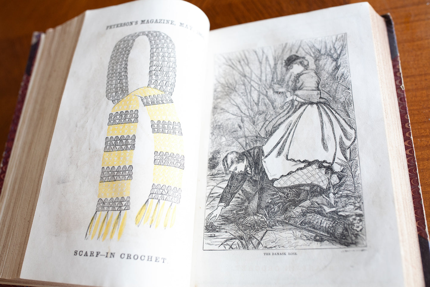 Antique Book- 1864 Peterson’s Magazine - Civil War Fashion Dresses Clothing Hairstyles Craft Art