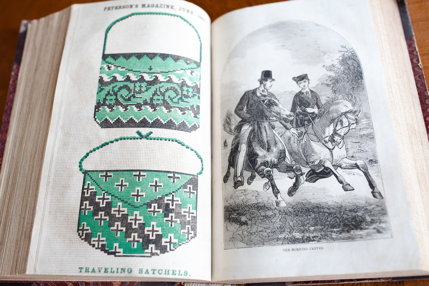 Antique Book- 1864 Peterson’s Magazine - Civil War Fashion Dresses Clothing Hairstyles Craft Art