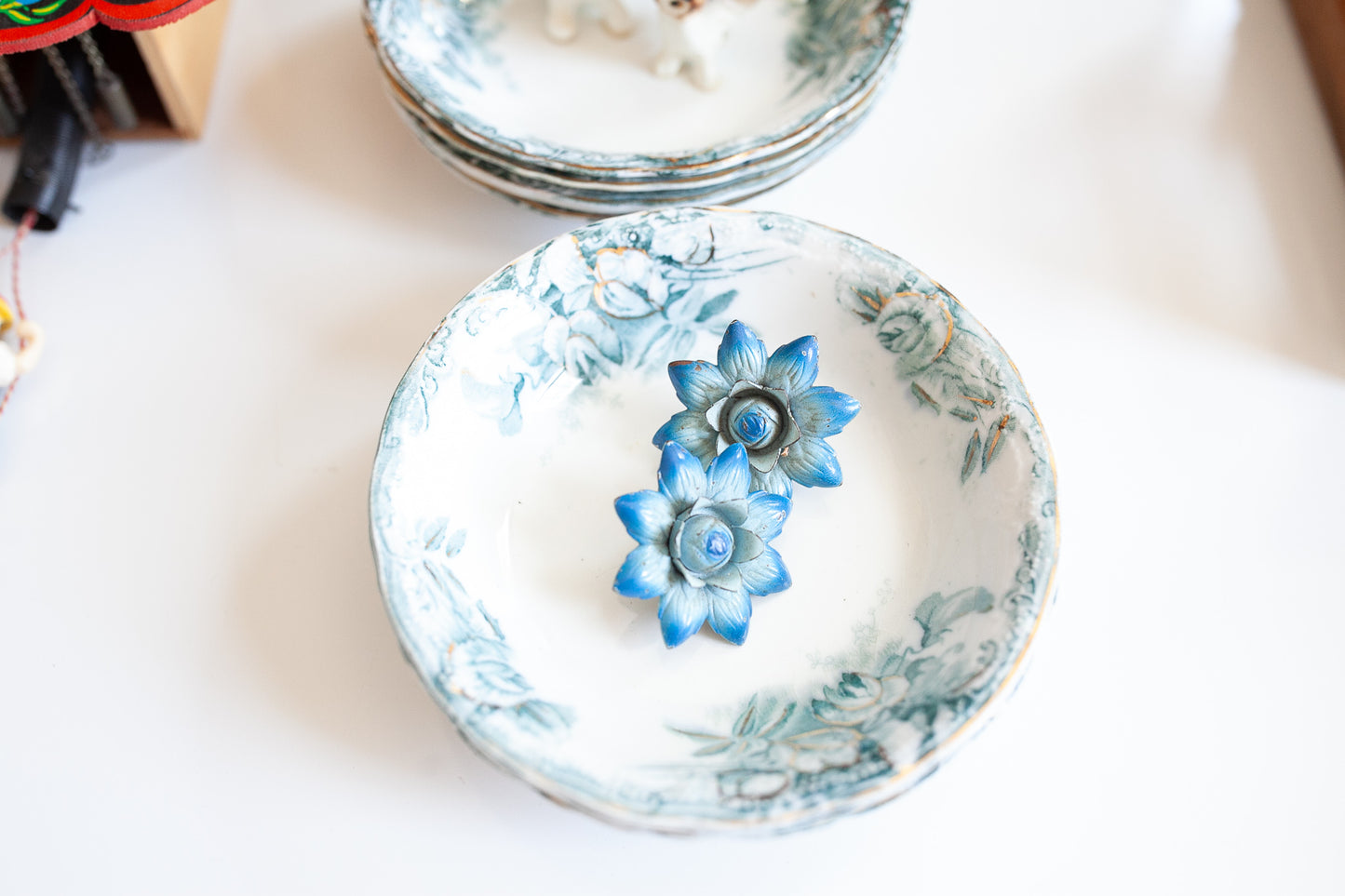 Vintage Floral Tie Backs - Flower Pins -Flower Tie Back Pin