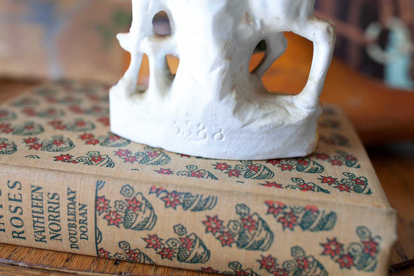 Antique Bisque Girl and Horse Figurine- Bud Vase All Bisque