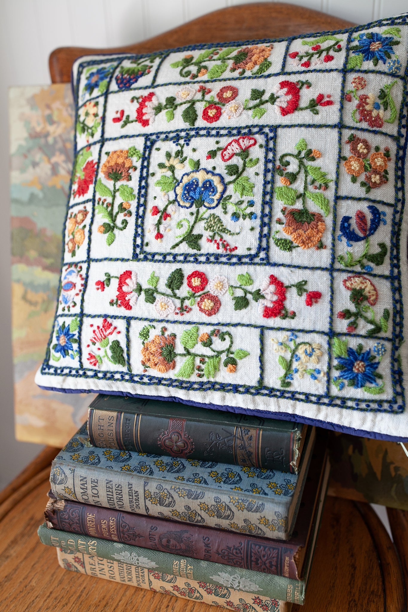 Vintage Pillow -Needlework Pillow