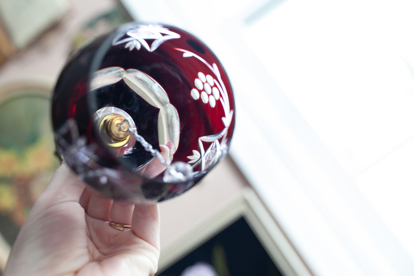 Vintage Glass Bell- Red Glass Bell- Made in Poland