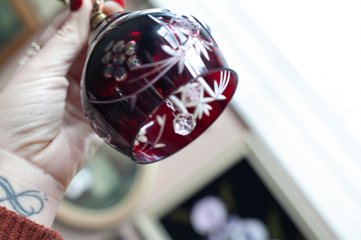 Vintage Glass Bell- Red Glass Bell- Made in Poland