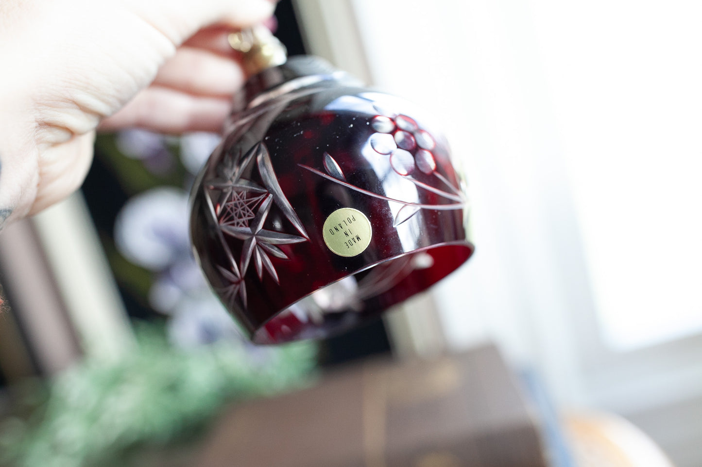 Vintage Glass Bell- Red Glass Bell- Made in Poland