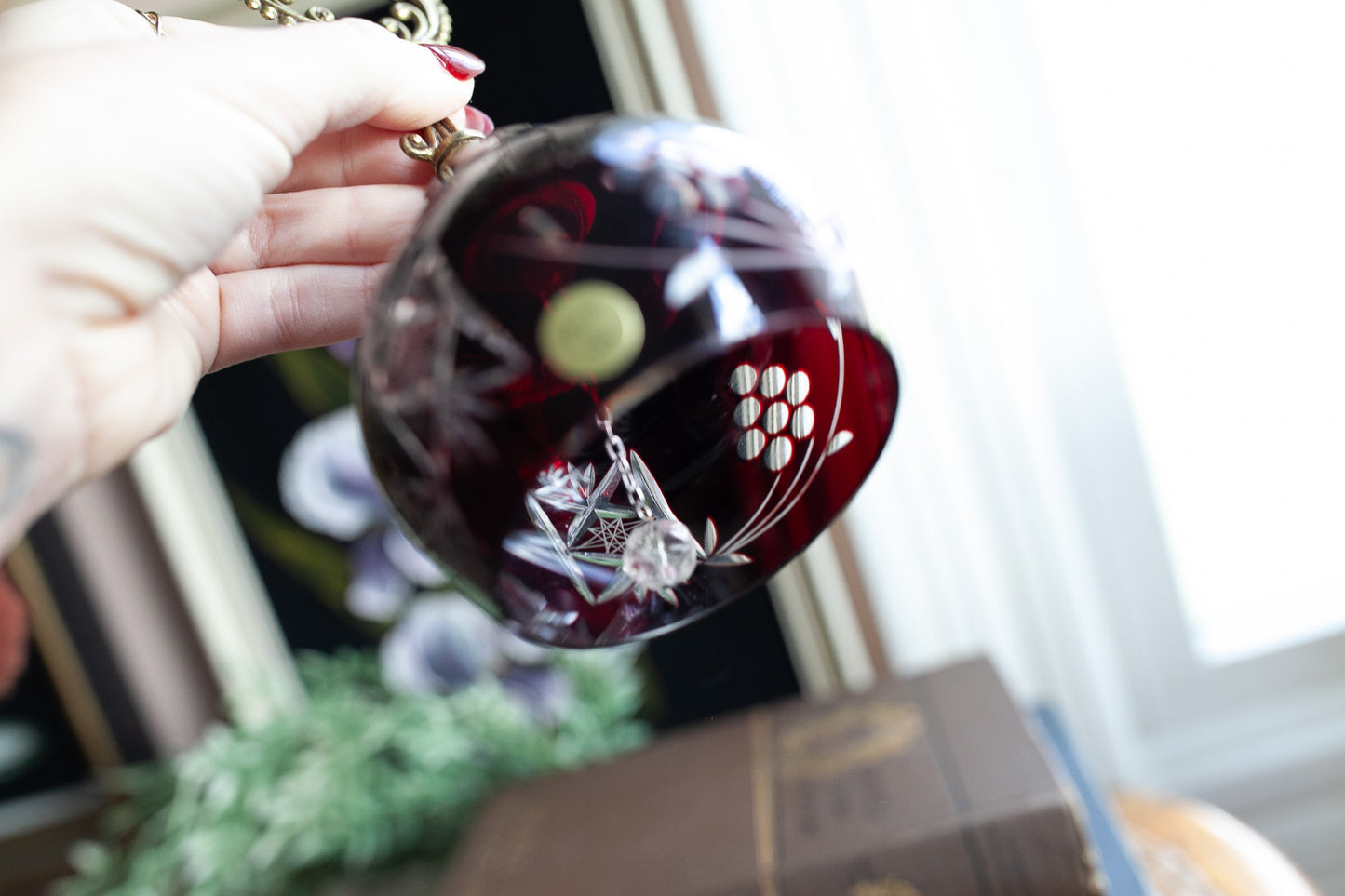 Vintage Glass Bell- Red Glass Bell- Made in Poland